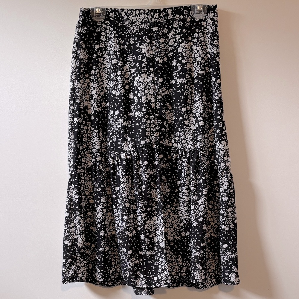 Sienna Sky Floral Black and White Women's Midi Skirt